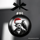 Edgar Allen Poe in Santa Hat Christmas Ball Ornament