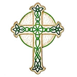 Green & White Celtic Irish 7.75" Wall Cross Roman 11293