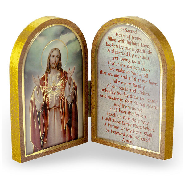 Sacred Heart of jesus with Prayer Diptych Standing Plaque