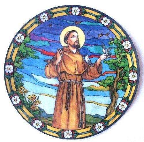 St. Francis of Assisi Stained Glass Suncatcher Sticker Window Cling
