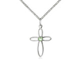 Birthstone Sterling Silver Loop Cross Pendant Necklace By Bliss August 1707SS-STN8-18SS