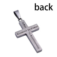 Guarded in Christ Stainless Steel Cross Necklace for MEN Phil 4:7
