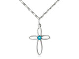 Birthstone Sterling Silver Loop Cross Pendant Necklace By Bliss December 1707SS-STN12-18SS