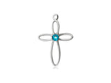 Birthstone Sterling Silver Loop Cross Pendant Necklace By Bliss December 1707SS-STN12-18SS