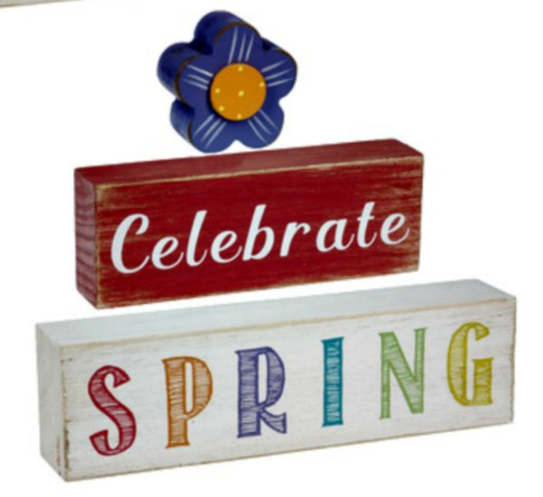 Celebrate Spring Wood Block stackable Sign by Ganz EA12275