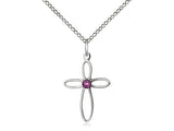 Birthstone Sterling Silver Loop Cross Pendant Necklace By Bliss February 1707SS-STN2-18SS