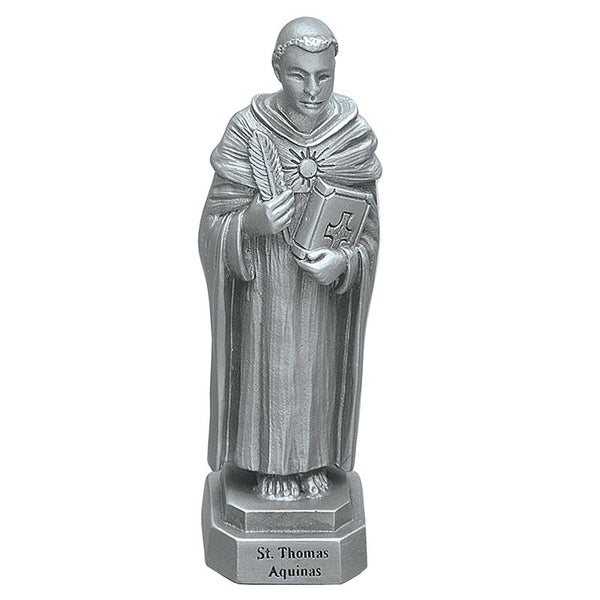 St. Thomas Aquinas 3.5" Pewter Statue Figure by Jeweled Cross