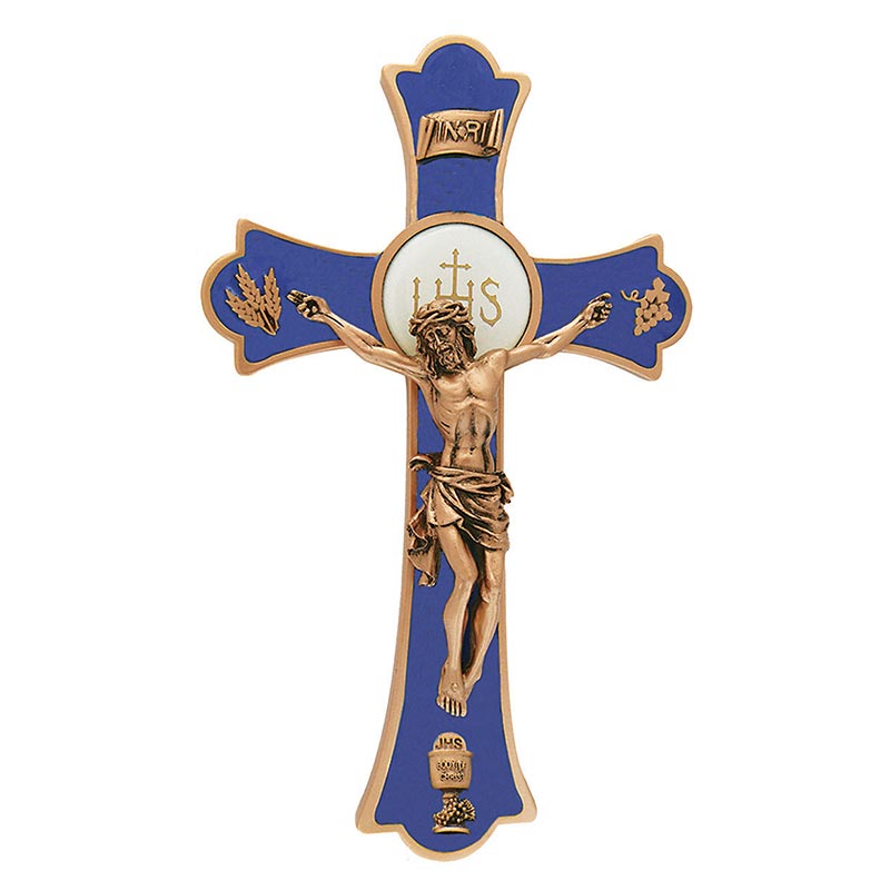 Lot Of 2 Jesus Blue Enamel Crucifix Small Rosary Best Quality