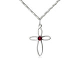 Birthstone Sterling Silver Loop Cross Pendant Necklace By Bliss January 1707SS-STN1-18SS