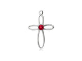 Birthstone Sterling Silver Loop Cross Pendant Necklace By Bliss July 1707SS-STN7-18SS