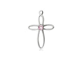 Birthstone Sterling Silver Loop Cross Pendant Necklace By Bliss June 1707SS-STN6-18SS