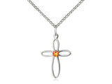 Birthstone Sterling Silver Loop Cross Pendant Necklace By Bliss November 1707SS-STN11-18SS
