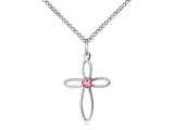 Birthstone Sterling Silver Loop Cross Pendant Necklace By Bliss October 1707SS-STN10-18SS