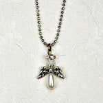 Crystal Angel Pendant Necklace on 16" Chain