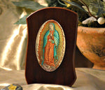 Italian Silver Our Lady of Guadalupe Icon on Wood Stand MADE IN ITALY Avanti