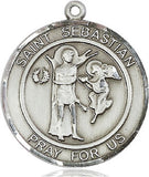 Sterling Silver St. Sebastian Round Patron Saint Medal Male Necklace by Bliss