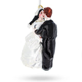 Bride & Groom Wedding Kiss Glass Christmas Ornament