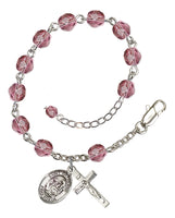 Amethyst February Birthstone Rosary Bracelet - YOU CHOOSE Patron Saint Charm