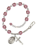 Amethyst February Birthstone Rosary Bracelet - YOU CHOOSE Patron Saint Charm