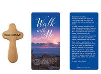 Walk With Me Hand Held Wood Cross with Prayer Card