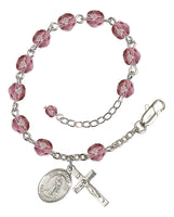 Amethyst February Birthstone Rosary Bracelet - YOU CHOOSE Patron Saint Charm