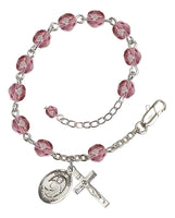 Amethyst February Birthstone Rosary Bracelet - YOU CHOOSE Patron Saint Charm