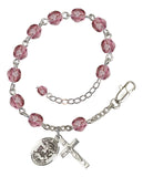 Amethyst February Birthstone Rosary Bracelet - YOU CHOOSE Patron Saint Charm