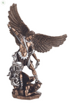 St. Michael The Archangel 14.5" Cast Broze w/ Pewter Style Accents Statue 