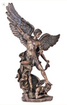 St. Michael The Archangel 14.5" Lightly Painted Cast Bronze Statue