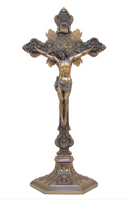 St. Benedict Cold Cast Bronze Crucifix Tabletop 24" or Hang 22" - Goldscheider