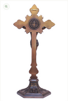 St. Benedict Cold Cast Bronze Crucifix Back Tabletop 24" or Hang 22" - Goldscheider