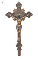 St. Benedict Cold Cast Bronze Crucifix Tabletop 24" or Hang 22" - Goldscheider Out of Base