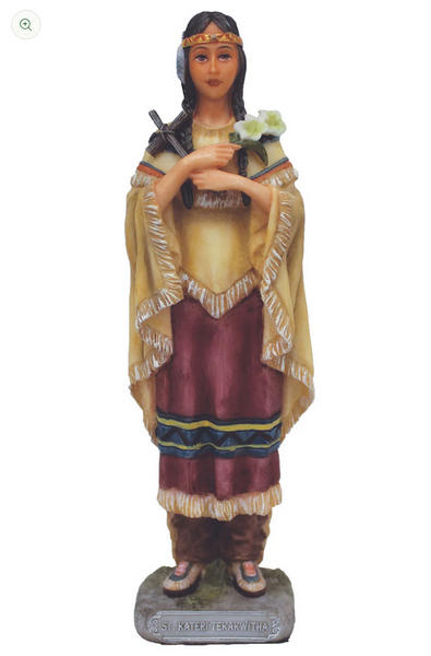 St. Kateri Tekakwitha 5.5" Statue Figure Hand-Painted by Goldscheider