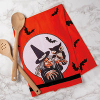 Halloween Witch & Owl Kitchen Towel
