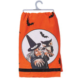 Halloween Witch & Owl Kitchen Towel - Frotn