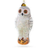 Enchanting White Snow Owl Glass Christmas Ornament