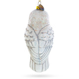 Enchanting White Snow Owl Glass Christmas Ornament - Back