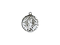 Bliss Round Our Lady of Guadalupe Sterling Silver Medal on 18" Chain