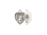 Bliss Sterling Silver Miraculous Medal in Heart Necklace Pendant 18" Chain