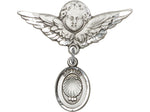 Baptism Guardian Angel Sterling Silver Baby Badge Lapel Pin Bliss 0974SS/0735SS
