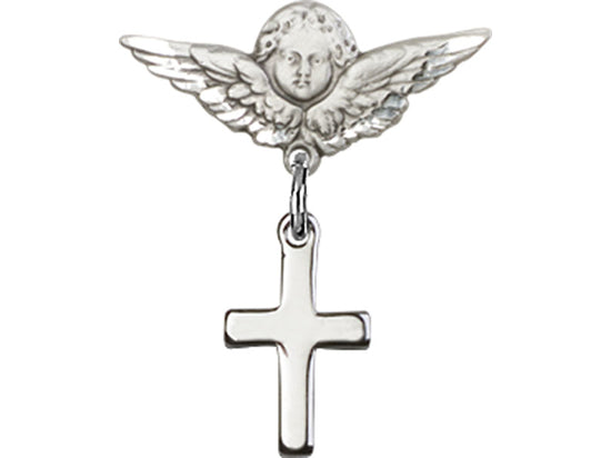 Guardian Angel Sterling Silver Cross Baby Badge Lapel Pin Bliss 1006SS/0735SS