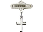 Godchild Cross Sterling Silver Baby Badge Lapel Pin by Bliss