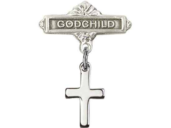 Godchild Cross Sterling Silver Baby Badge Lapel Pin by Bliss