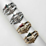 Festive Gold or Silver Color Christmas Holiday Bracelet YOU CHOOSE - Boxed