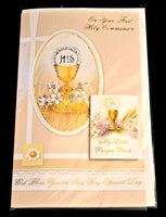 First Communion Greeting Card w/ Mini Prayer Book Printed in Italy Religious Art 11-3113