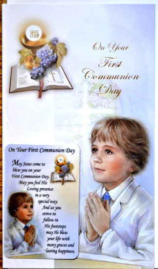 General First Communion Greeting Card & Prayer Card - Boy #11-3211
