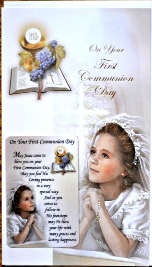 General First Communion Greeting Card & Prayer Card - Girl #11-3212