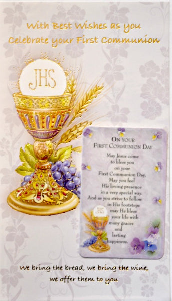 First Communion Greeting Card with Prayer Card Religious Art 11-3213