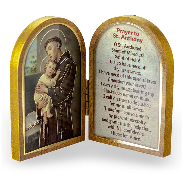 St. Antony of Padua with Prayer Diptych Standing Plaque