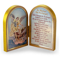St. Michael the Archangel Diptych Standing Plaque with Prayer Hirten 1204-330